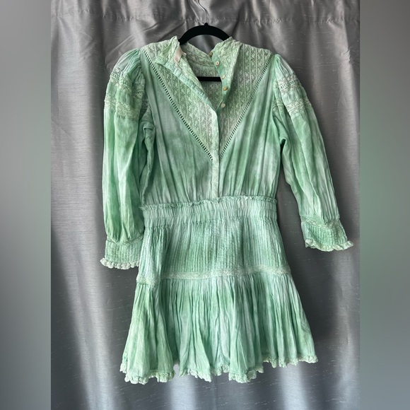 LoveShackFancy Green Mini Dress Large - Picture 5 of 6